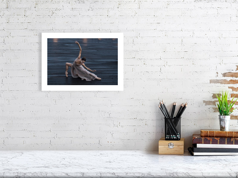 Unframed fine art print of "Boardwalk Ballet," a dynamic composition capturing dance fluidity, printed on archival Hahnemühle paper.