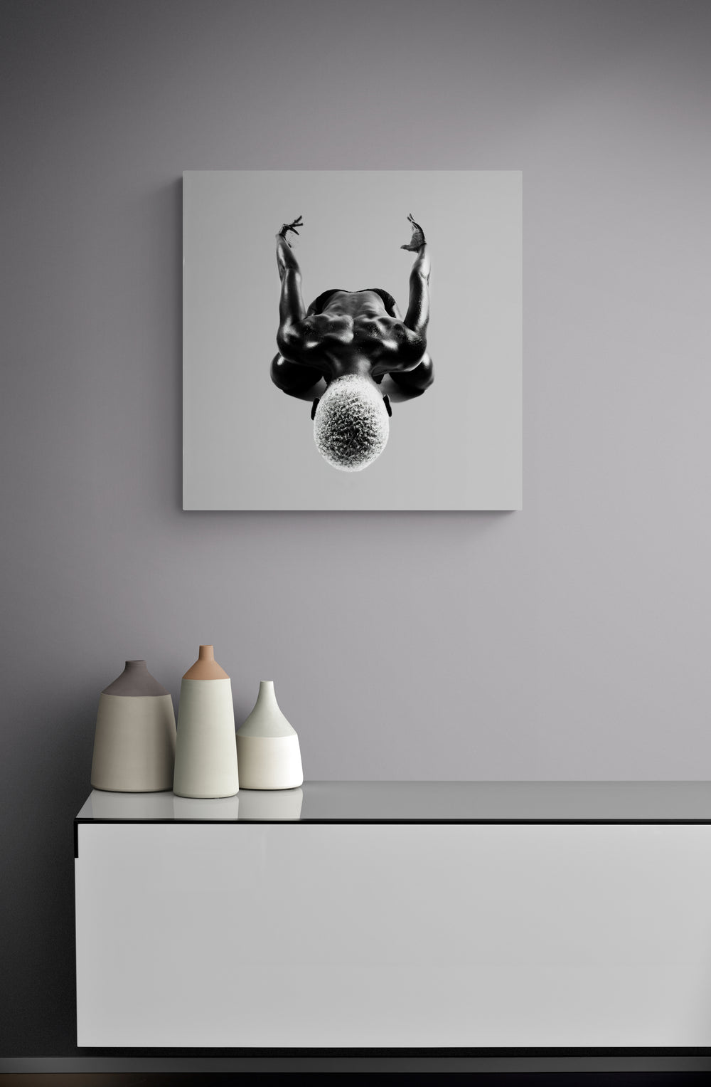 Symmetric gesture held in calm alignment, shown as framed wall art; collectible limited edition suited to high-end interiors and curatorial displays.