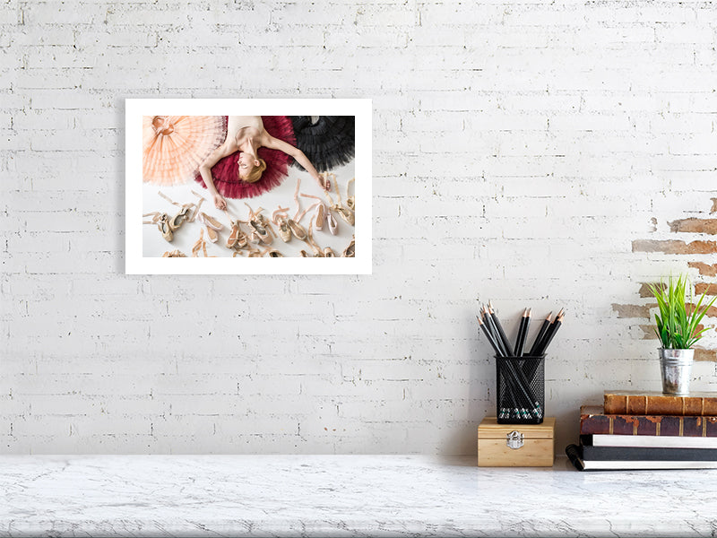 Unframed fine art print of "Pointe & Tutu Reverie," a timeless ballet photograph printed on archival-quality Hahnemühle museum paper.