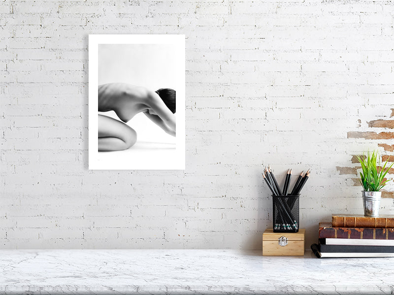 Unframed fine art print of "Side View of Grace", capturing a sensual nude pose with fluid elegance. Printed on museum-quality Hahnemühle paper.