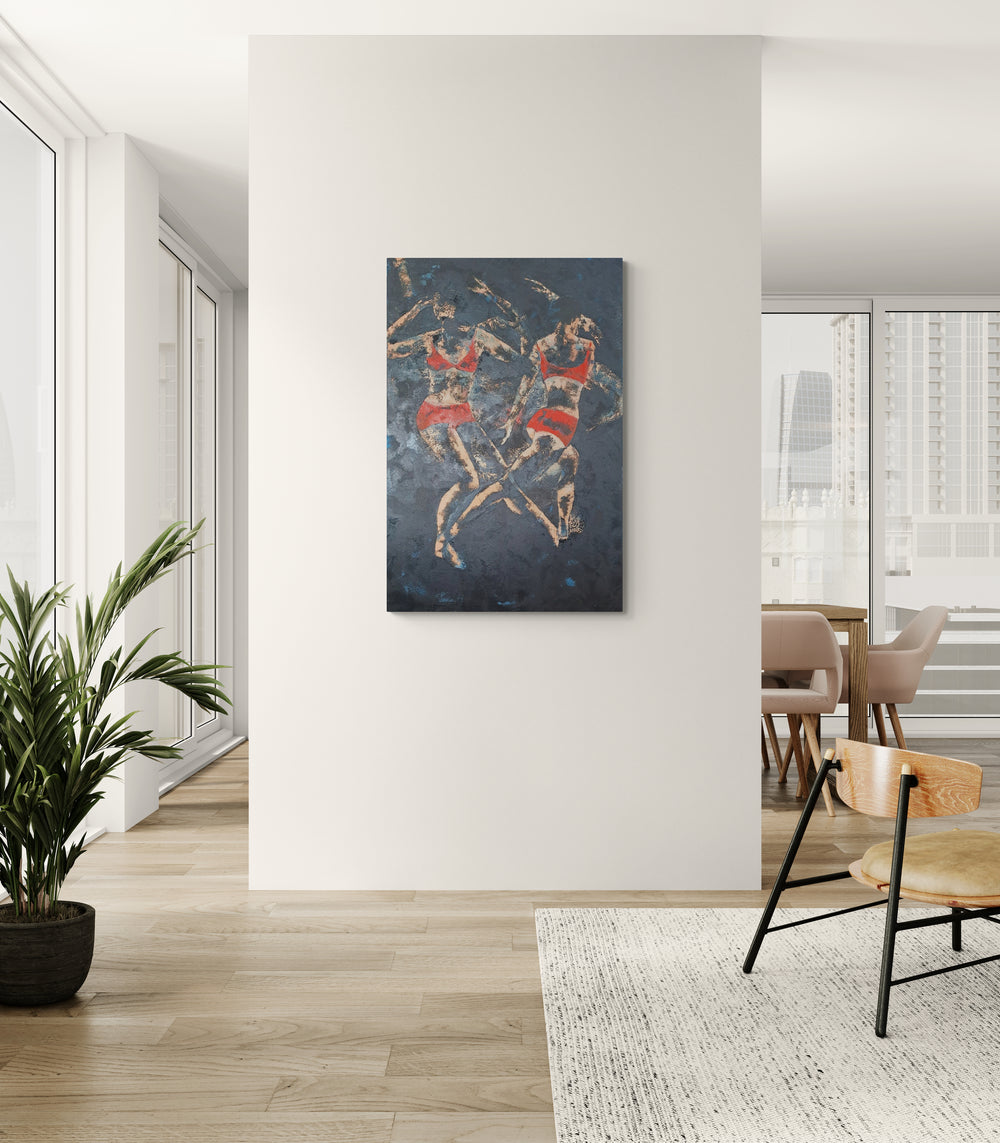 Corps Émoi Rouge | Original Painting by Corinne Malfreyt (120×80 cm | 47.2×31.5 in)