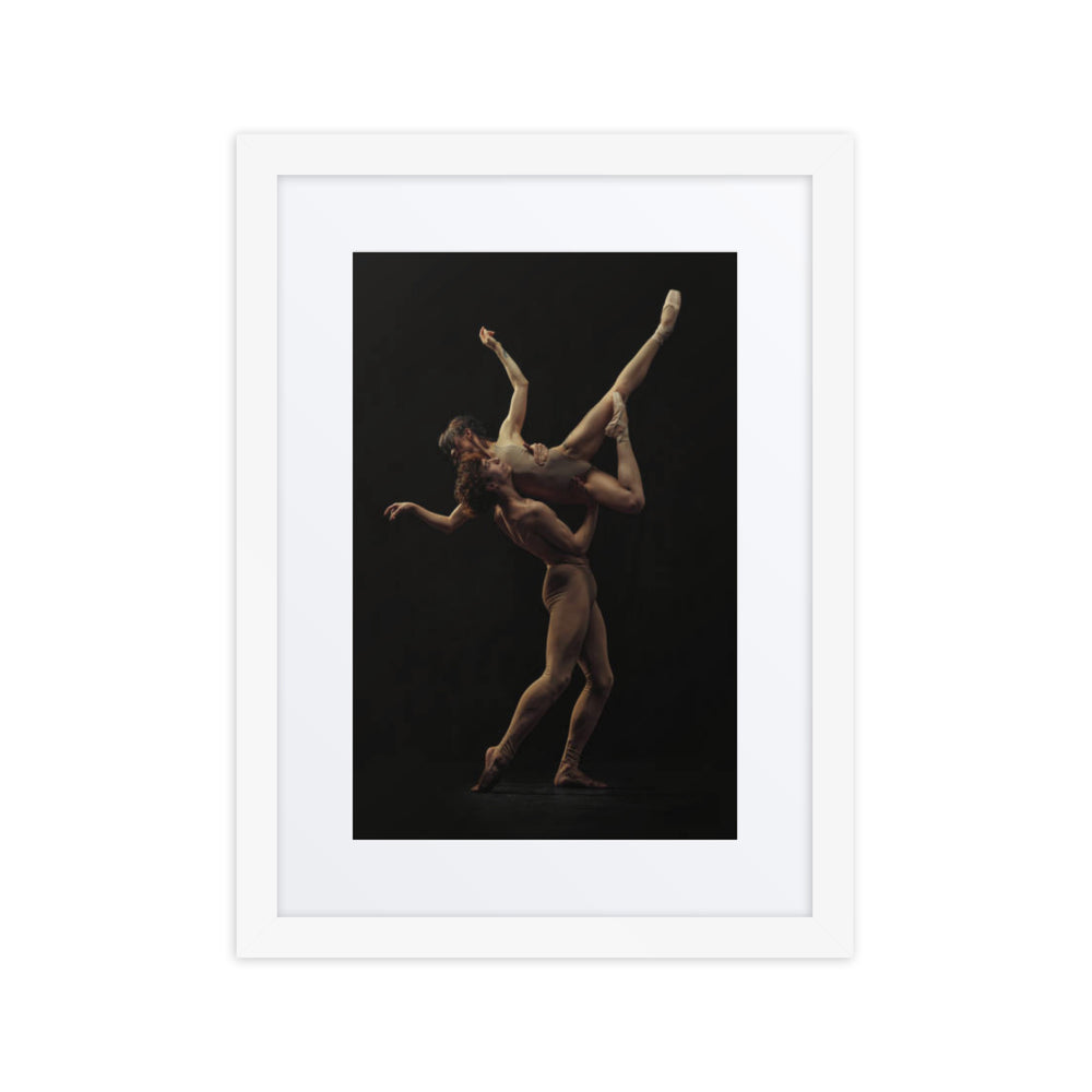 A striking dance artwork depicting two dancers in a powerful lift, highlighting connection, strength, and elegance in perfect harmony.