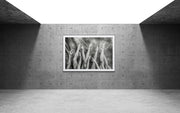 Mannequins' by Antonio Arcos – a black-and-white photograph of a dancer’s arms and legs reaching upward, evoking fluidity and mystery like underwater currents.