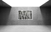 Mannequins' by Antonio Arcos – a black-and-white photograph of a dancer’s arms and legs reaching upward, evoking fluidity and mystery like underwater currents.