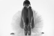 Ballet’s Silent Language — monochrome fine art dance photograph, classical ballet position. Frames of Motion collection, Dance Artworks Gallery.
