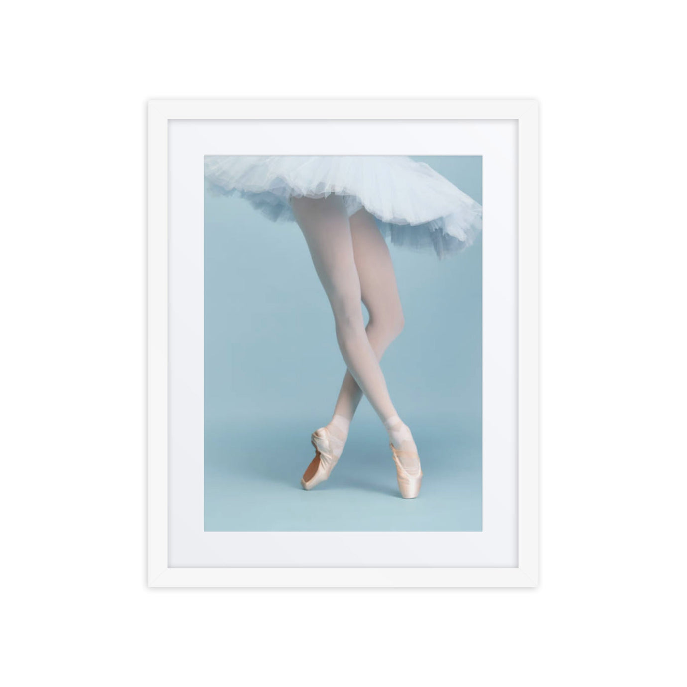 Delicate Rise — cropped fine art photograph of a dancer in fourth position en pointe, tutu hem visible. Sunday Feature series, Dance Artworks Gallery.