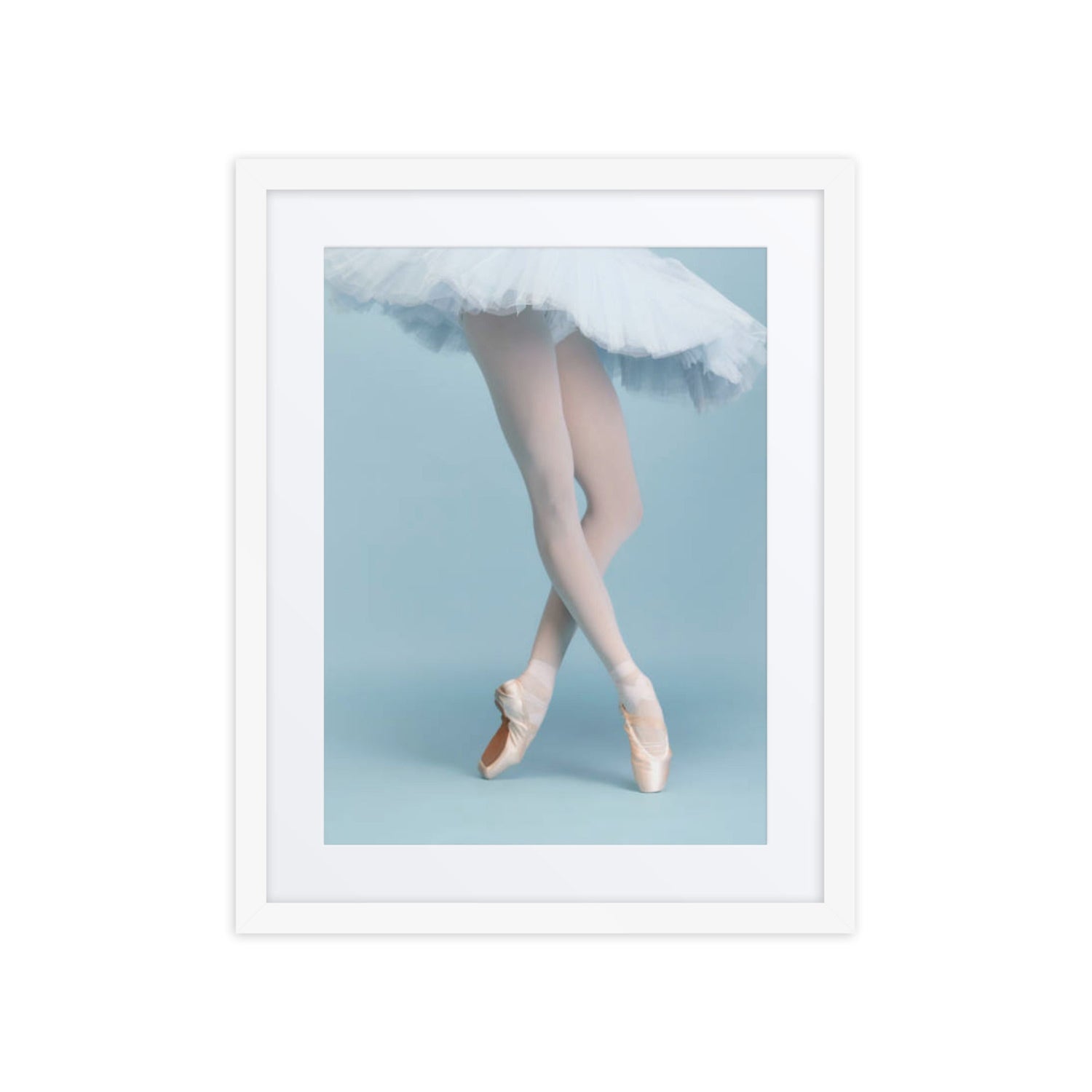 Delicate Rise — cropped fine art photograph of a dancer in fourth position en pointe, tutu hem visible. Sunday Feature series, Dance Artworks Gallery.