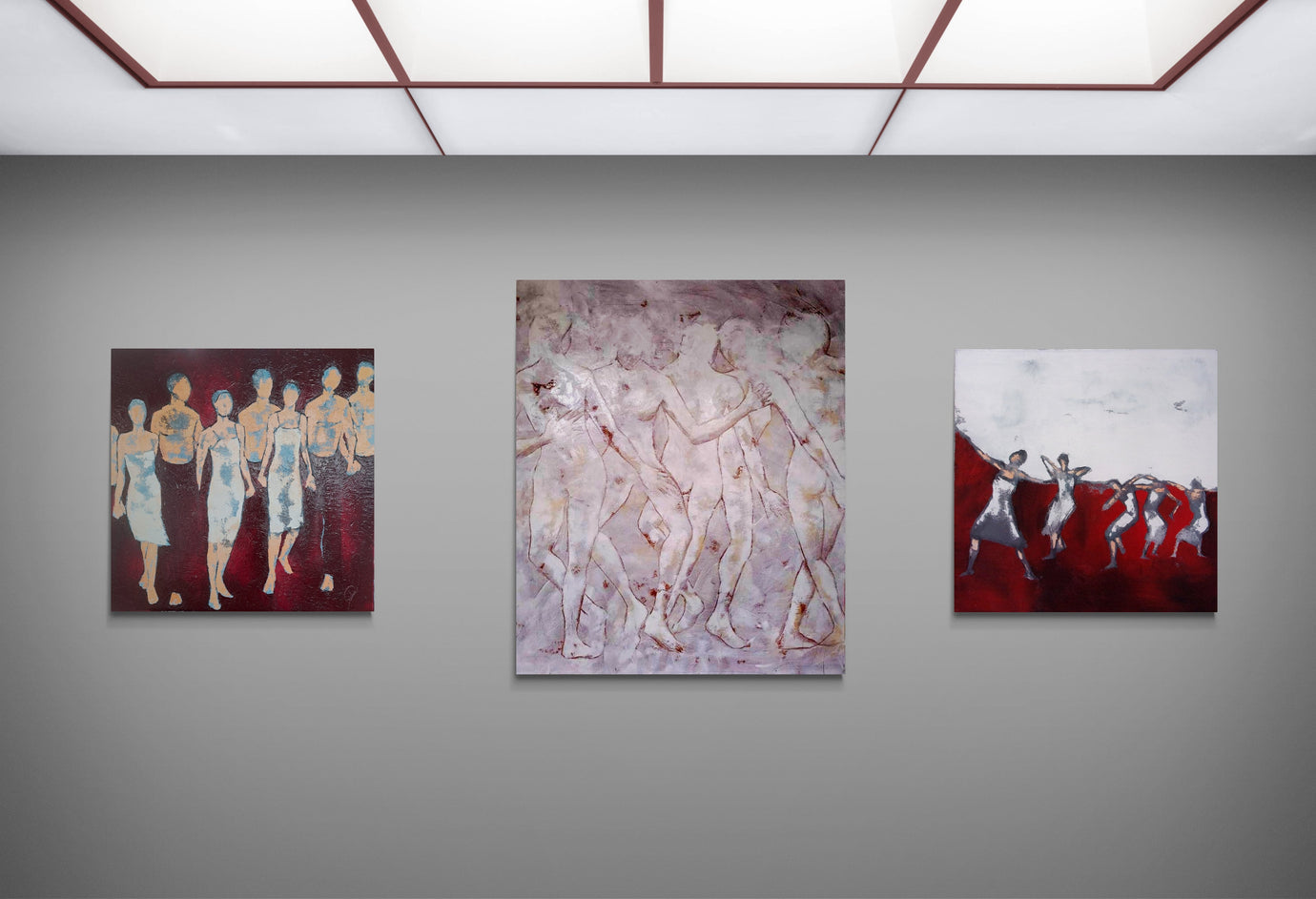 Original oil and acrylic painting by French artist Corinne Malfreyt, inspired by dance and movement, presented by Dance Artworks Gallery.