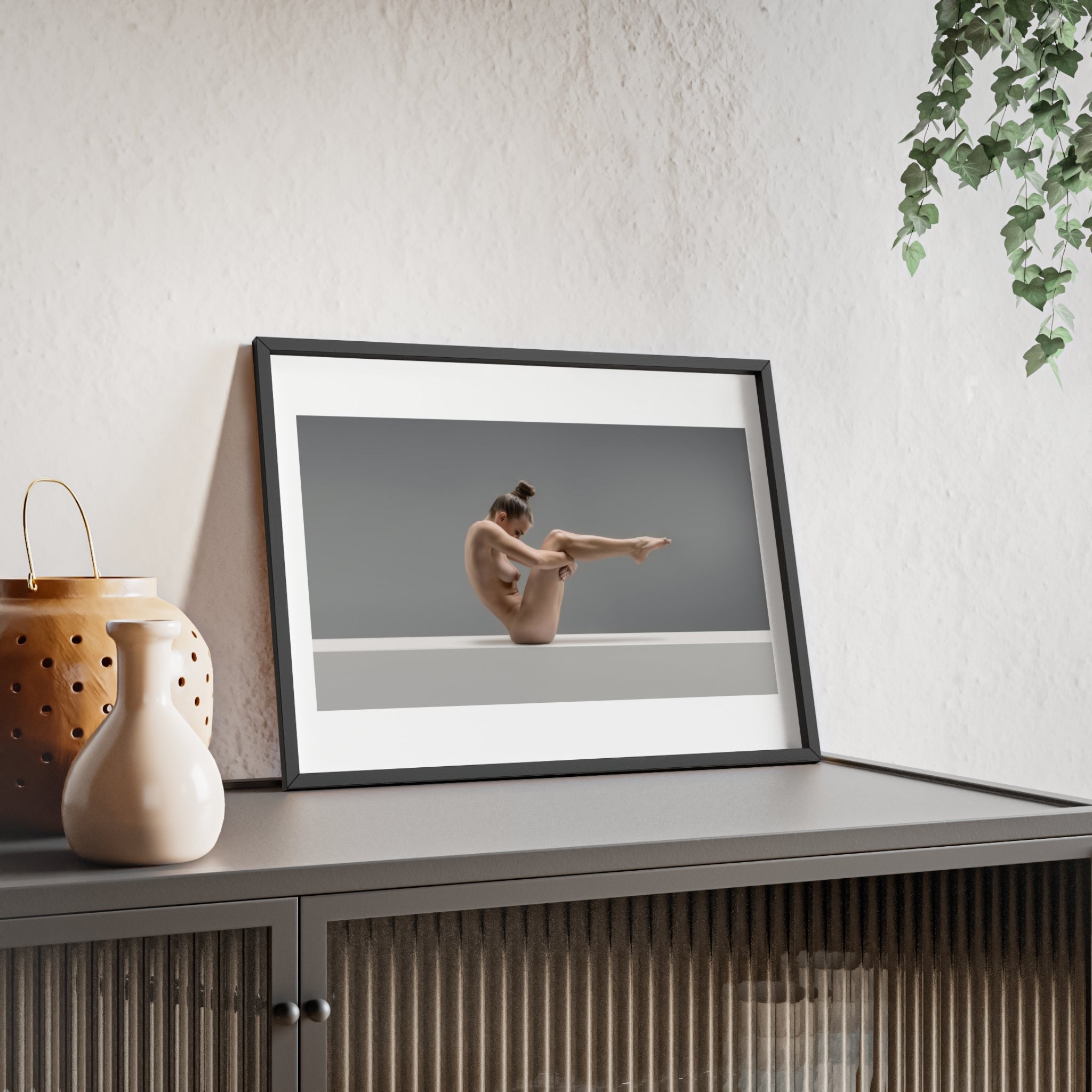 Nude Yoga -  Print with Wooden Frame