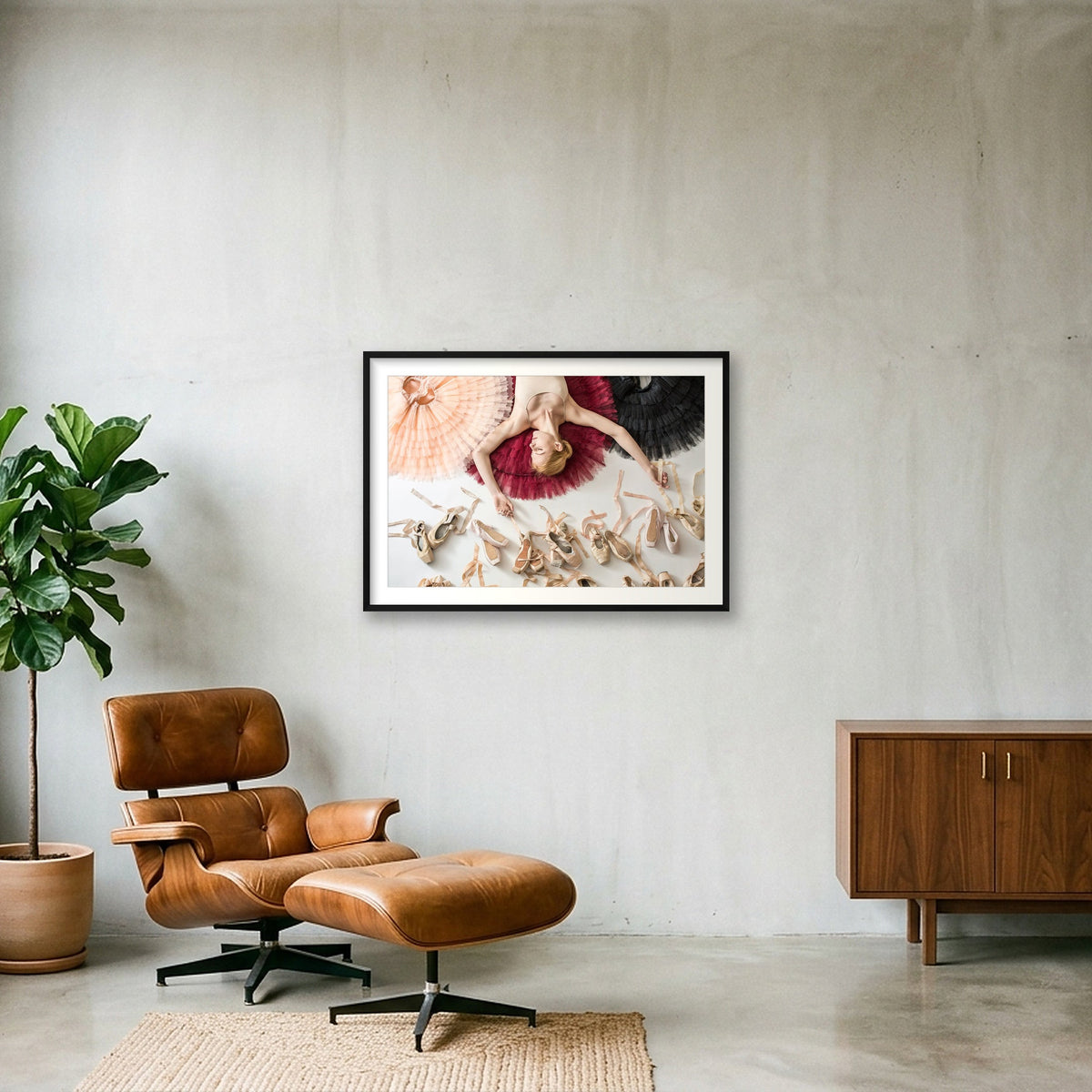 Pointe & Tutu Reverie | Dance-Art Premium Framed Print #30G — 100×70cm, 39×28" Black Frame