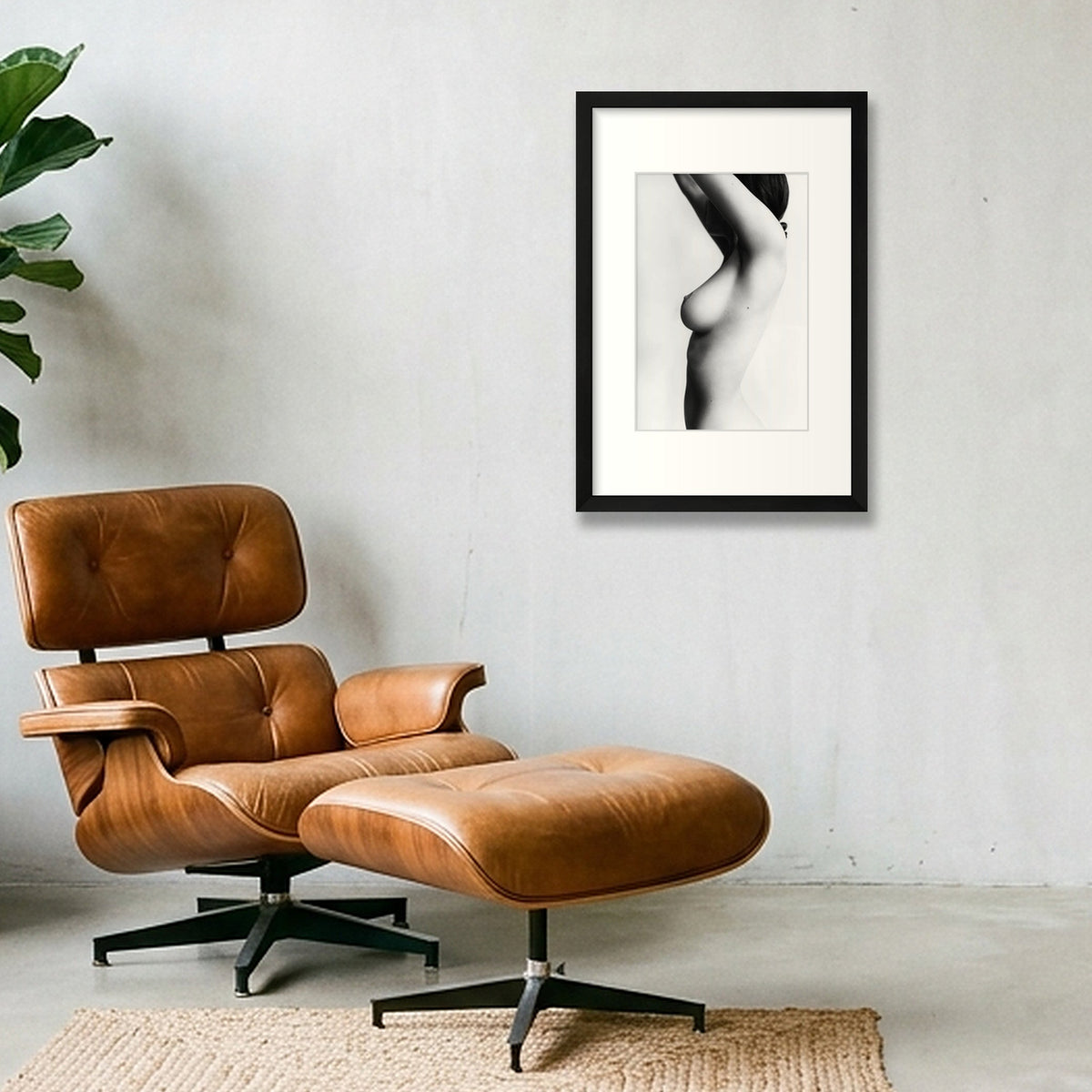Side View of Nude Woman — Fine Art Figure Photography Print — 30×45cm, 12×18" Black Frame