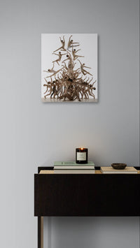 Fine art dance print showcased in a minimalist living room setting with warm tones and clean interior styling.