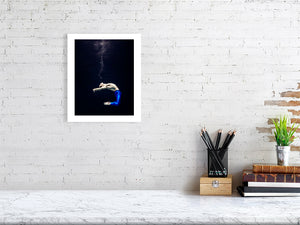 Unframed fine art print of "Depth in Motion", capturing the essence of kinetic storytelling in a refined monochrome composition.