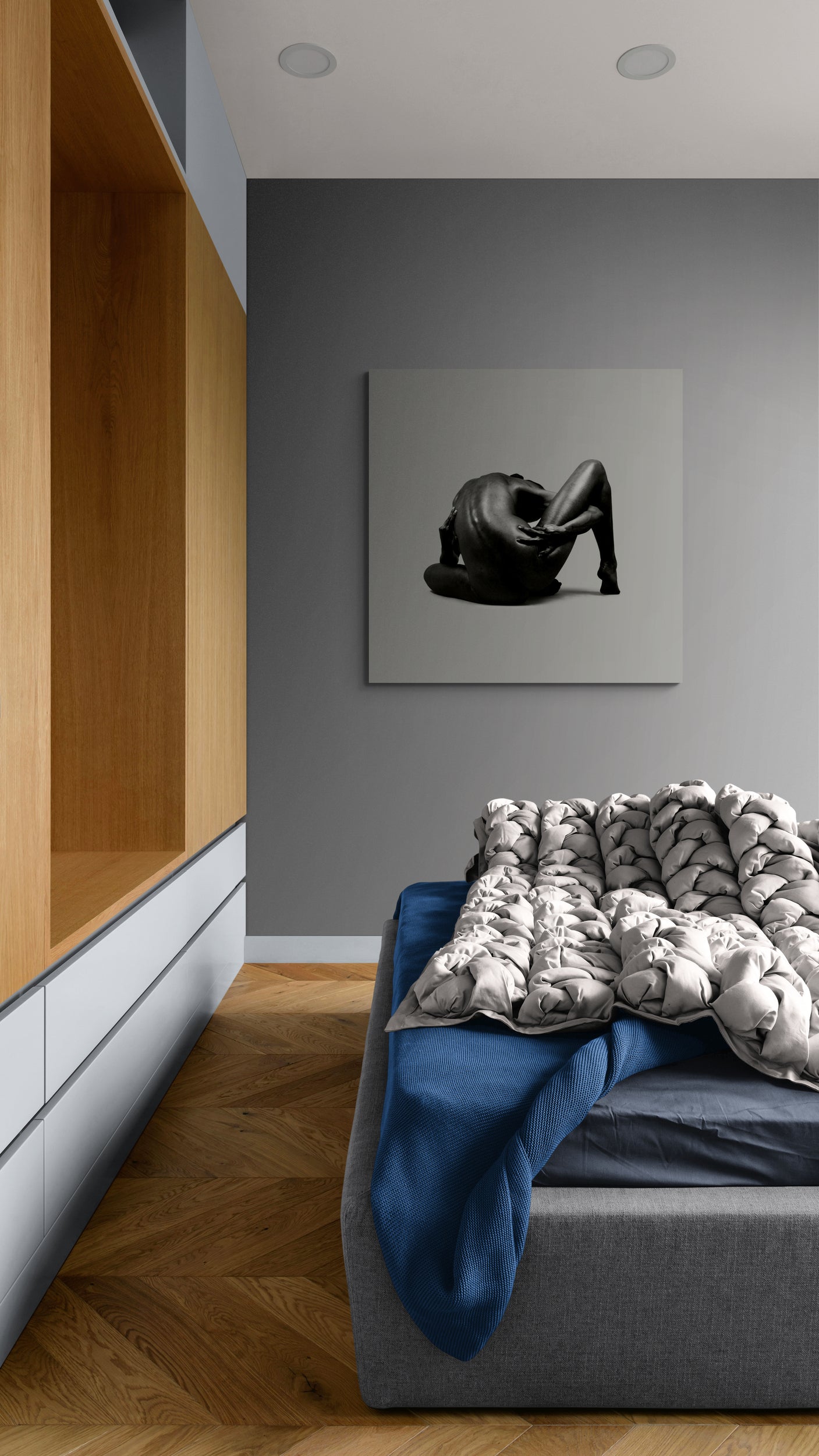 Black-and-white dance photograph by FX Pelissier shown framed on a living-room wall; museum-quality limited edition print curated by Dance Artworks Gallery for contemporary interiors, minimal aesthetics, and 2025-2026 catalog fine-art wall decor trends.