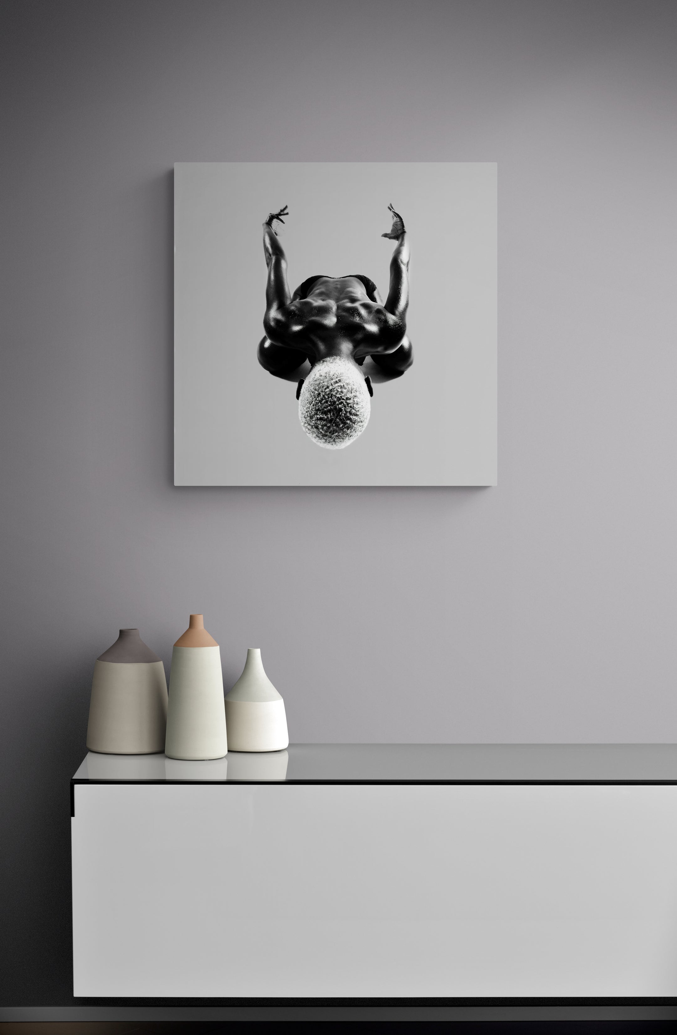 Symmetric gesture held in calm alignment, shown as framed wall art; collectible limited edition suited to high-end interiors and curatorial displays.