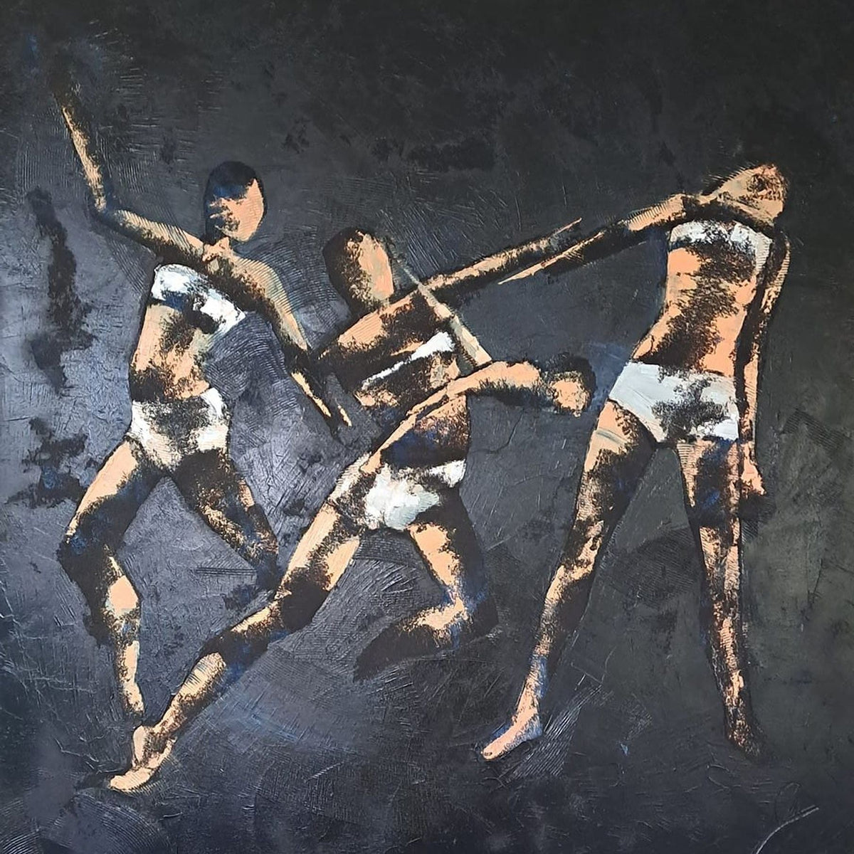 La Joie by Corinne Malfreyt, original acrylic and oil painting on canvas, 100 × 100 cm.
