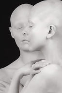 Fine art black-and-white portrait photograph by Rani Bruchstein, depicting a performer in a moment of stillness — part of the Performative Portraits series curated by Dance Artworks Gallery.