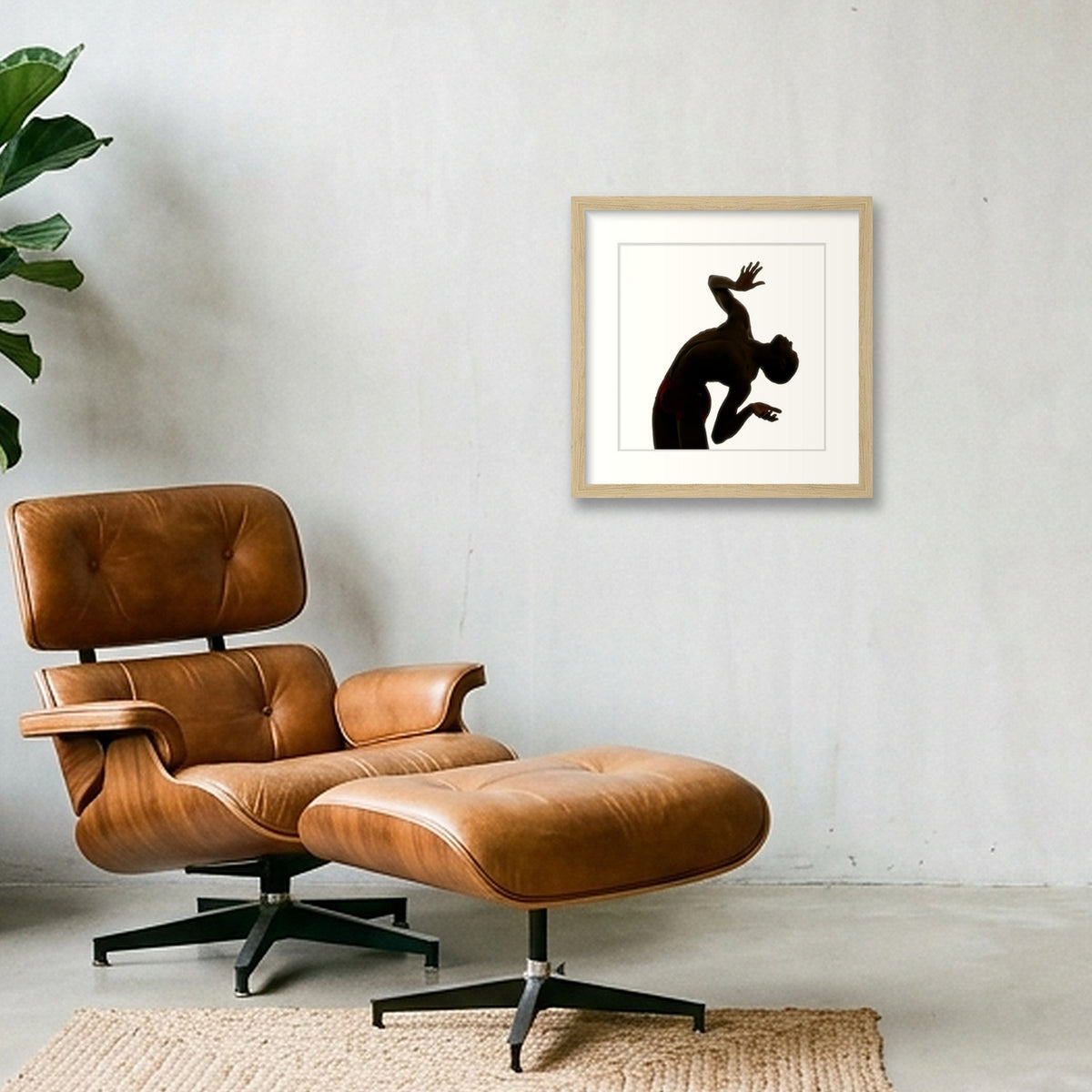 Male Dancer Silhouette | Dance-Art  Framed Print #8G — 30×30cm, 12×12" Oak Frame