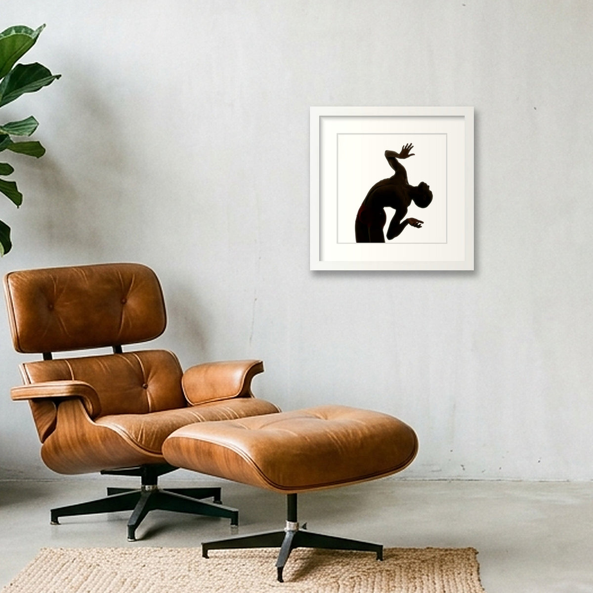 Male Dancer Silhouette | Dance-Art  Framed Print #8G — 30×30cm, 12×12" White Frame