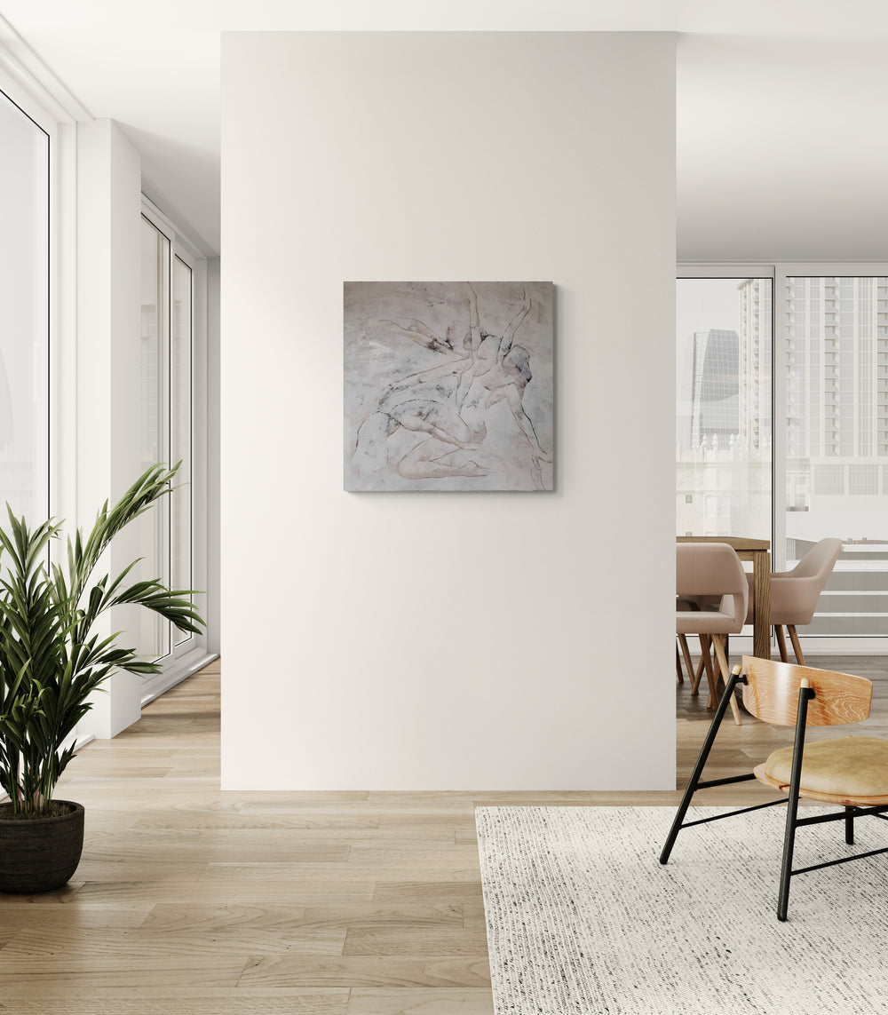 Le Salut au Soleil | Original Painting by Corinne Malfreyt (80×80 cm | 31.5×31.5 in)