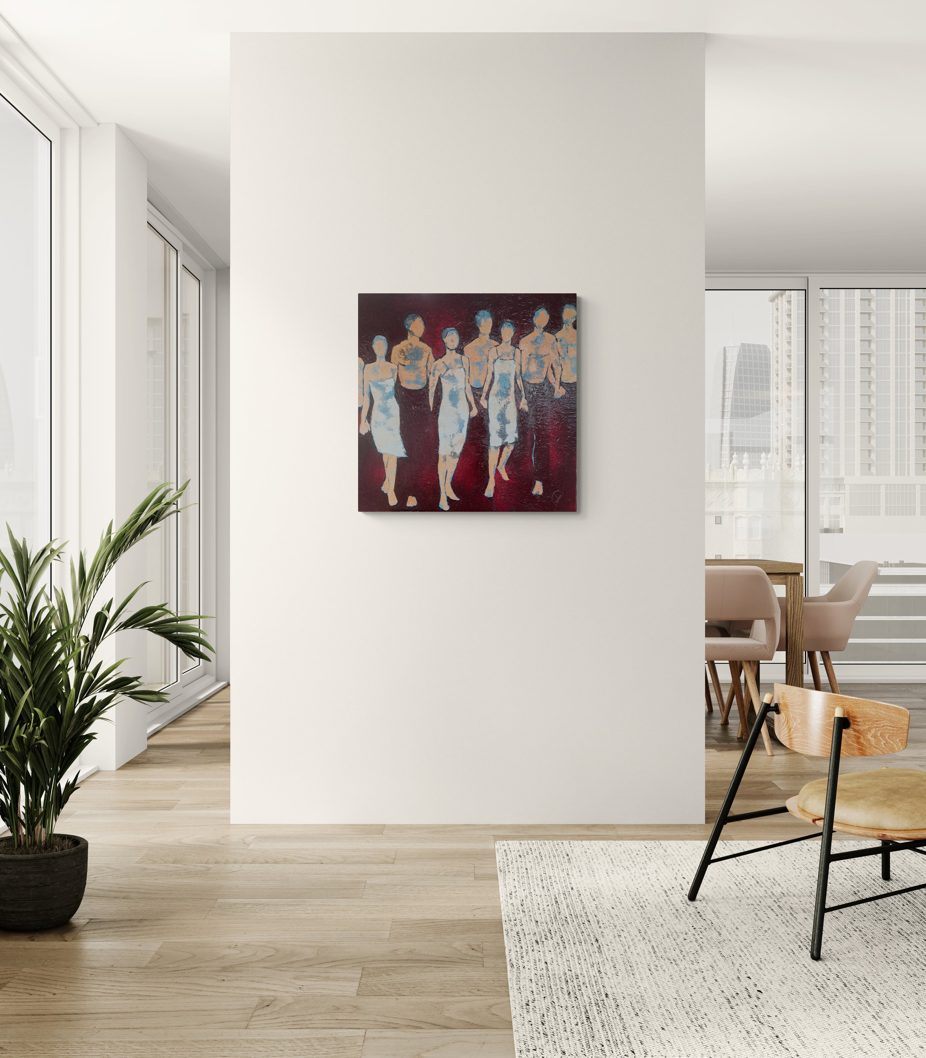 Ensemble | Original Painting by Corinne Malfreyt (80×80 cm | 31.5×31.5 in)