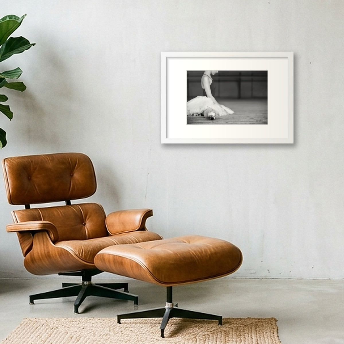 Ballet Contemplation | Dance-Art Premium Framed Print #31G — 45×30cm, 18×12" White Frame