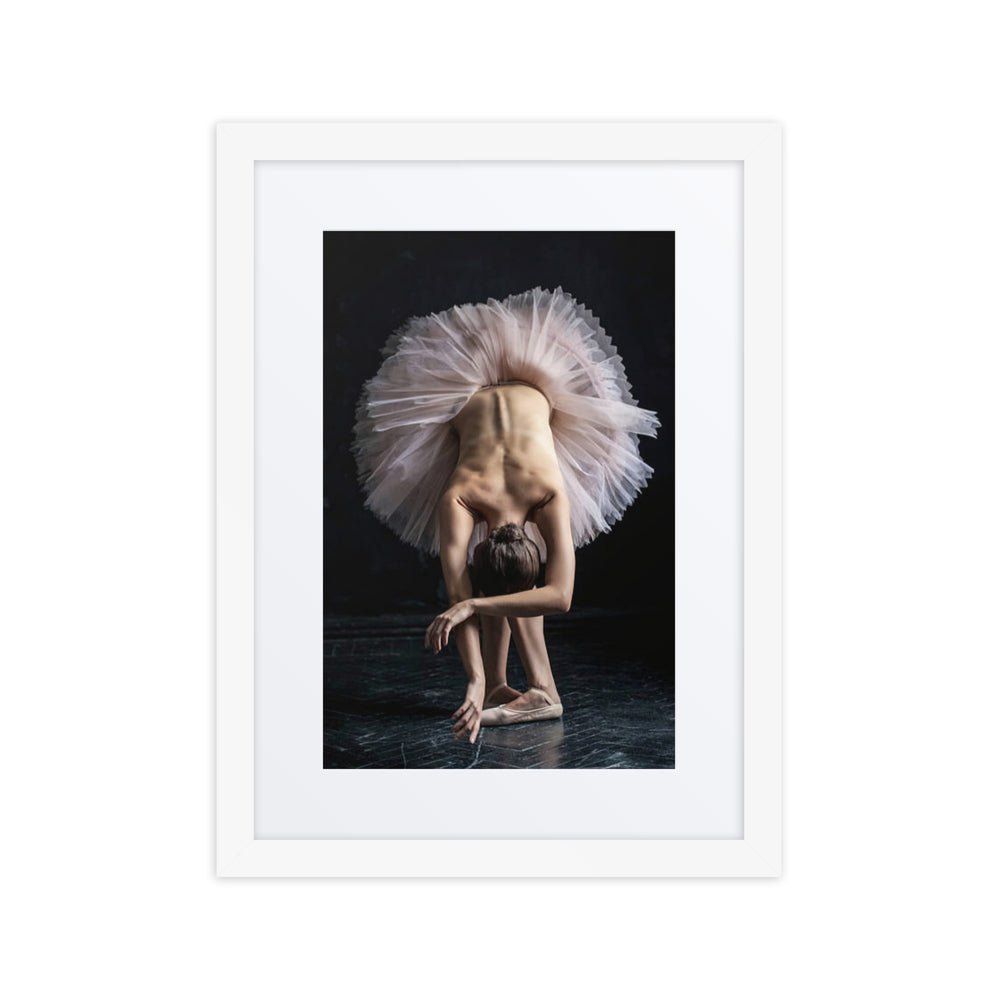 A stunning photograph of a ballerina bowing deeply in a tutu, highlighting poise, humility, and the beauty of classical dance.