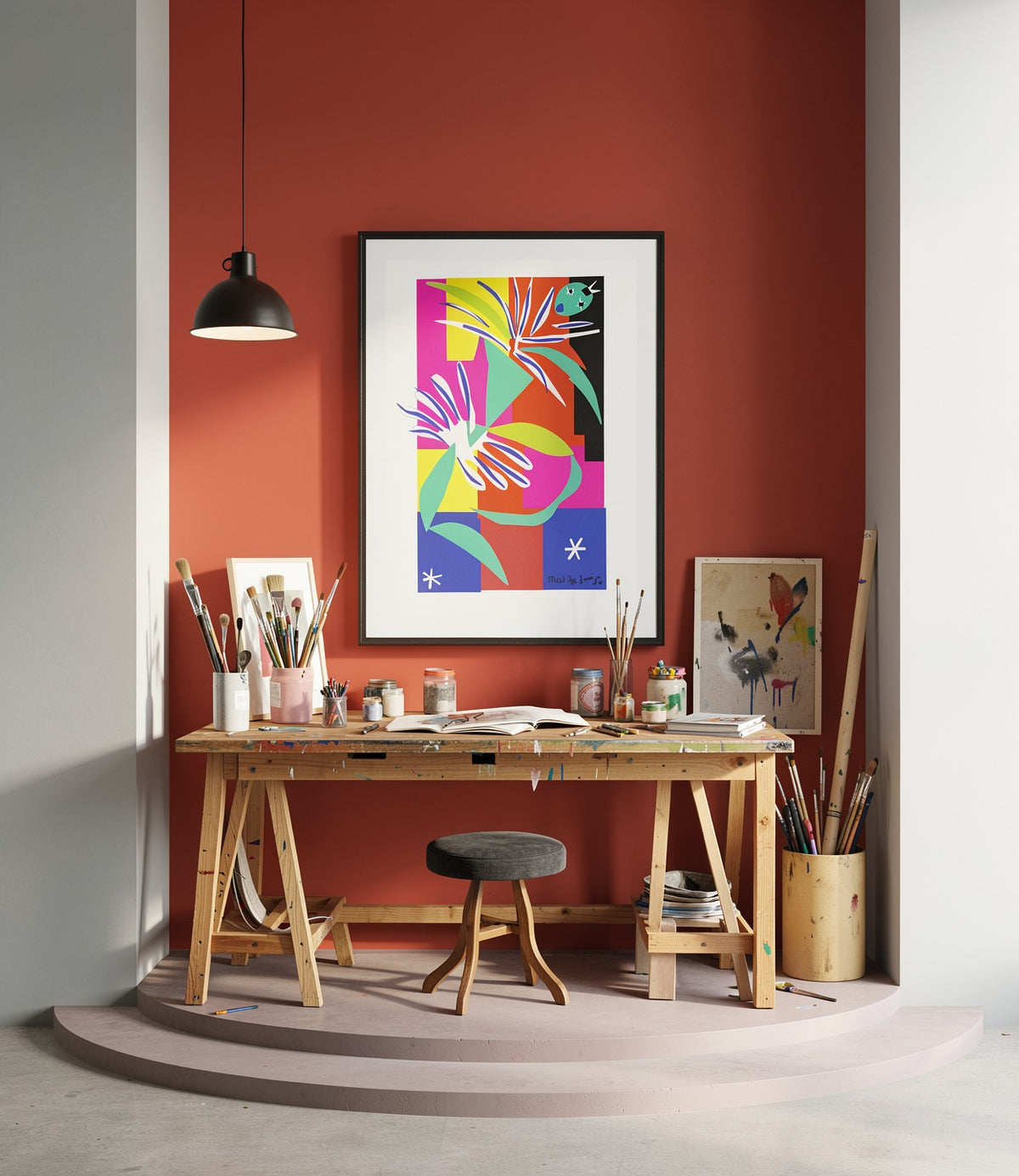 Henri Matisse Danseuse Créole, 2007, museum black frame in a contemporary artist studio.