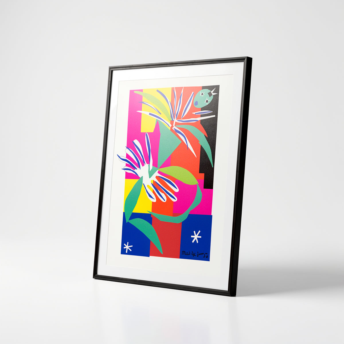 Henri Matisse Danseuse Créole, 2007, museum black frame shown at an angle on a white background.