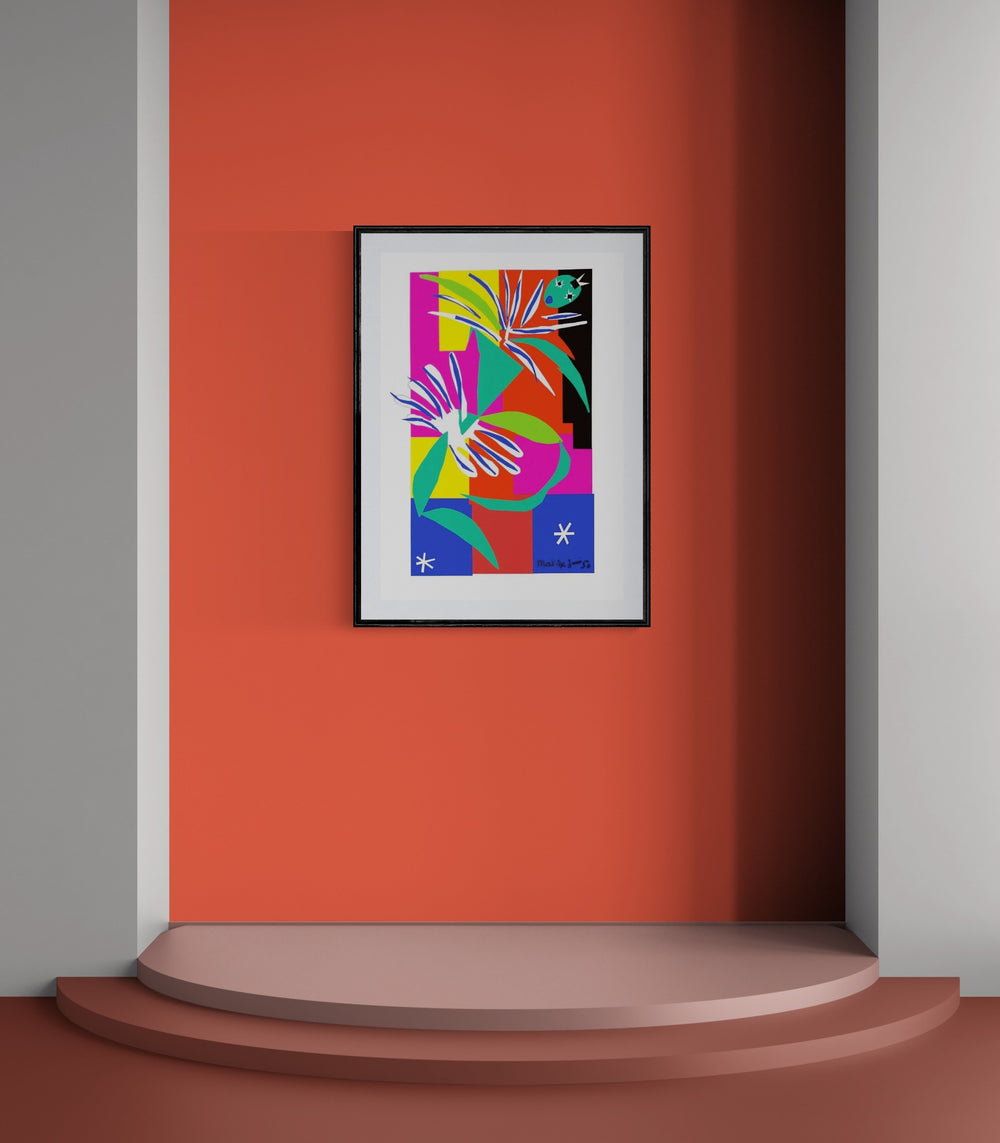 Henri Matisse Danseuse Créole, 2007, museum black frame on a red gallery niche wall.