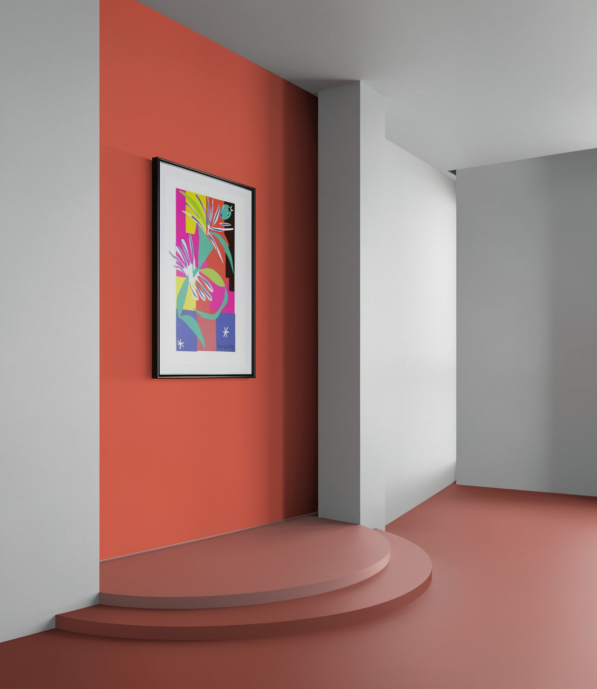 Henri Matisse Danseuse Créole, 2007, museum black frame shown from a side interior view.
