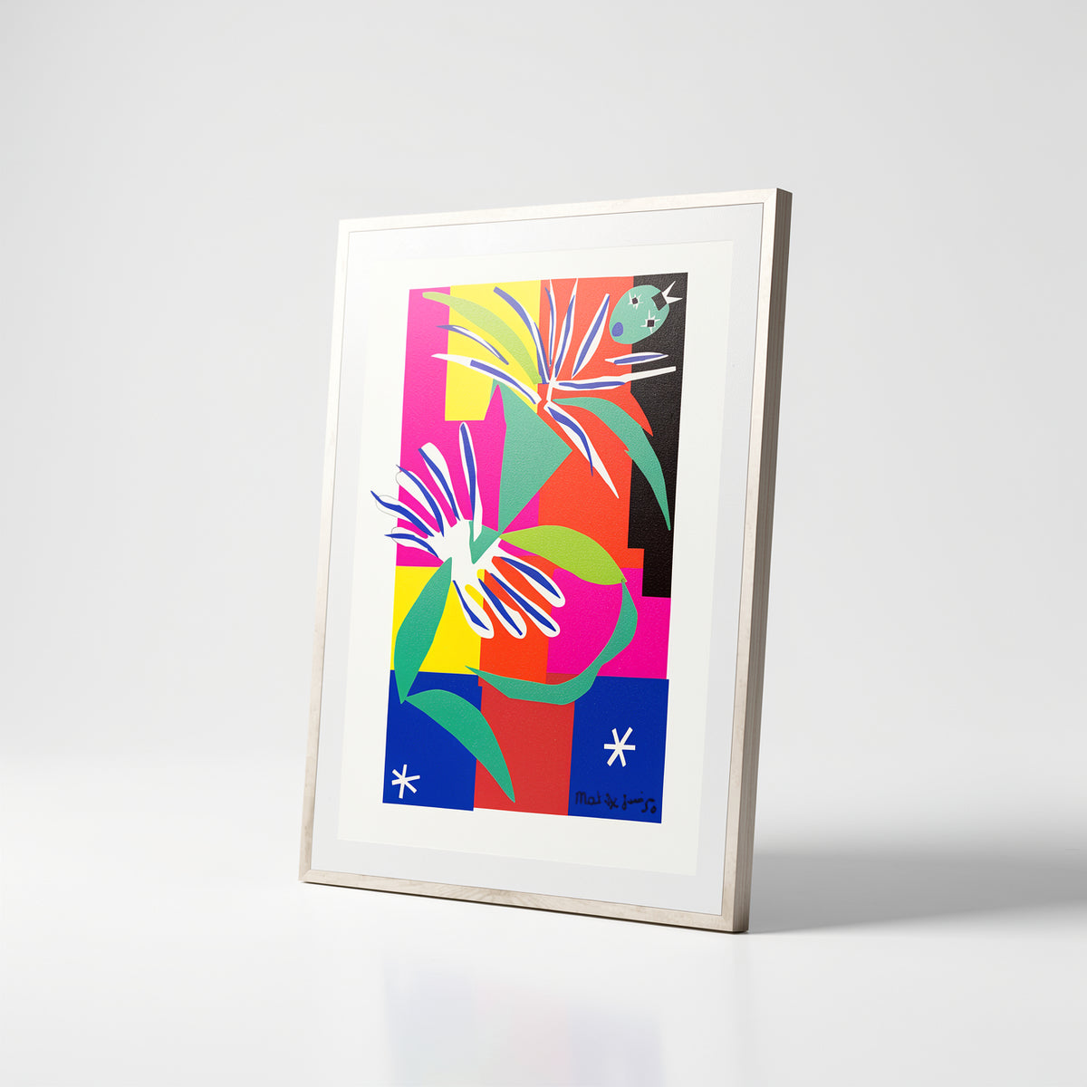 Henri Matisse Danseuse Créole (The Creole Dancer), 2007, Soft White framed fine art print shown at an angle.