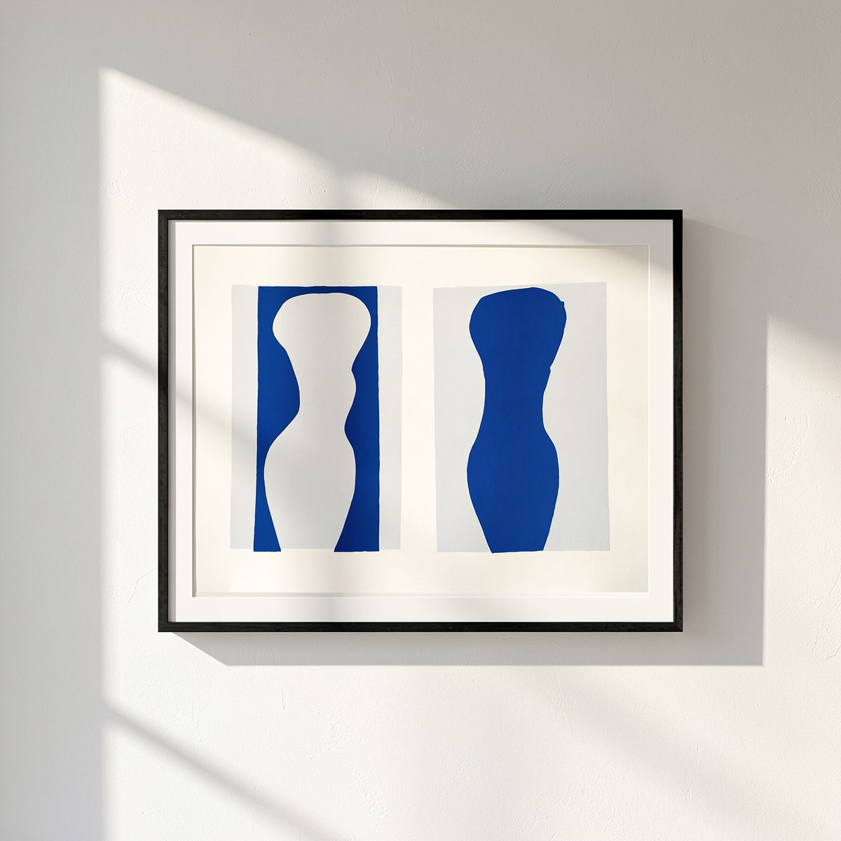 Henri Matisse Formes (Forms), 2007, Museum Black framed fine art print shown frontally on a sunlit wall.