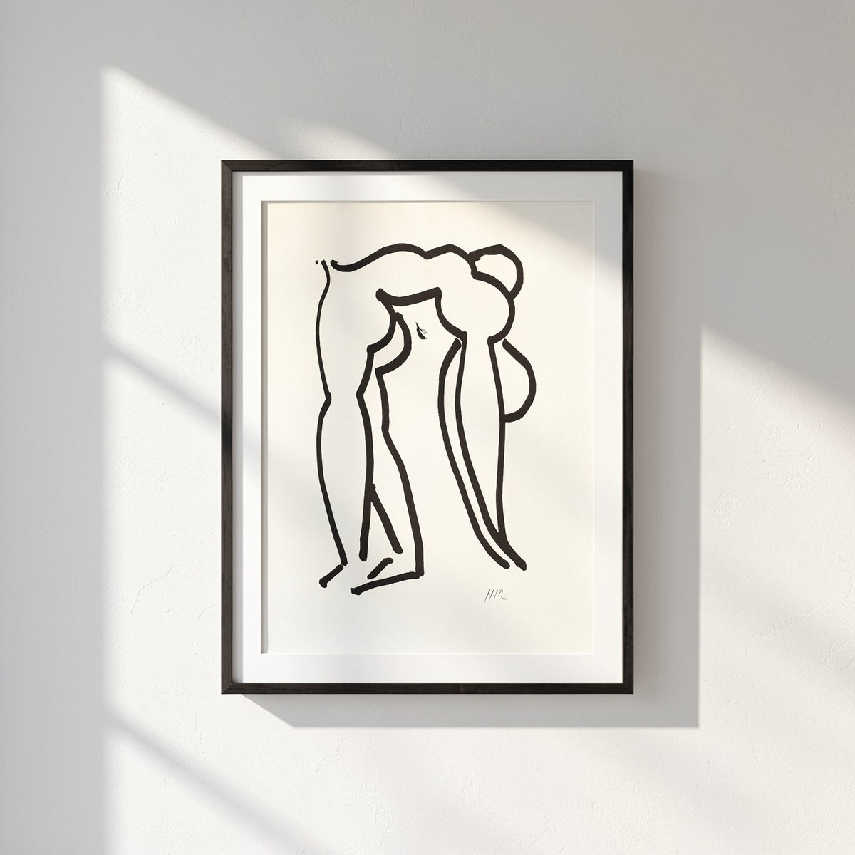 Henri Matisse L'Acrobate (The Acrobat), 2007, Museum Black framed fine art print in a sunlit wall close-up.