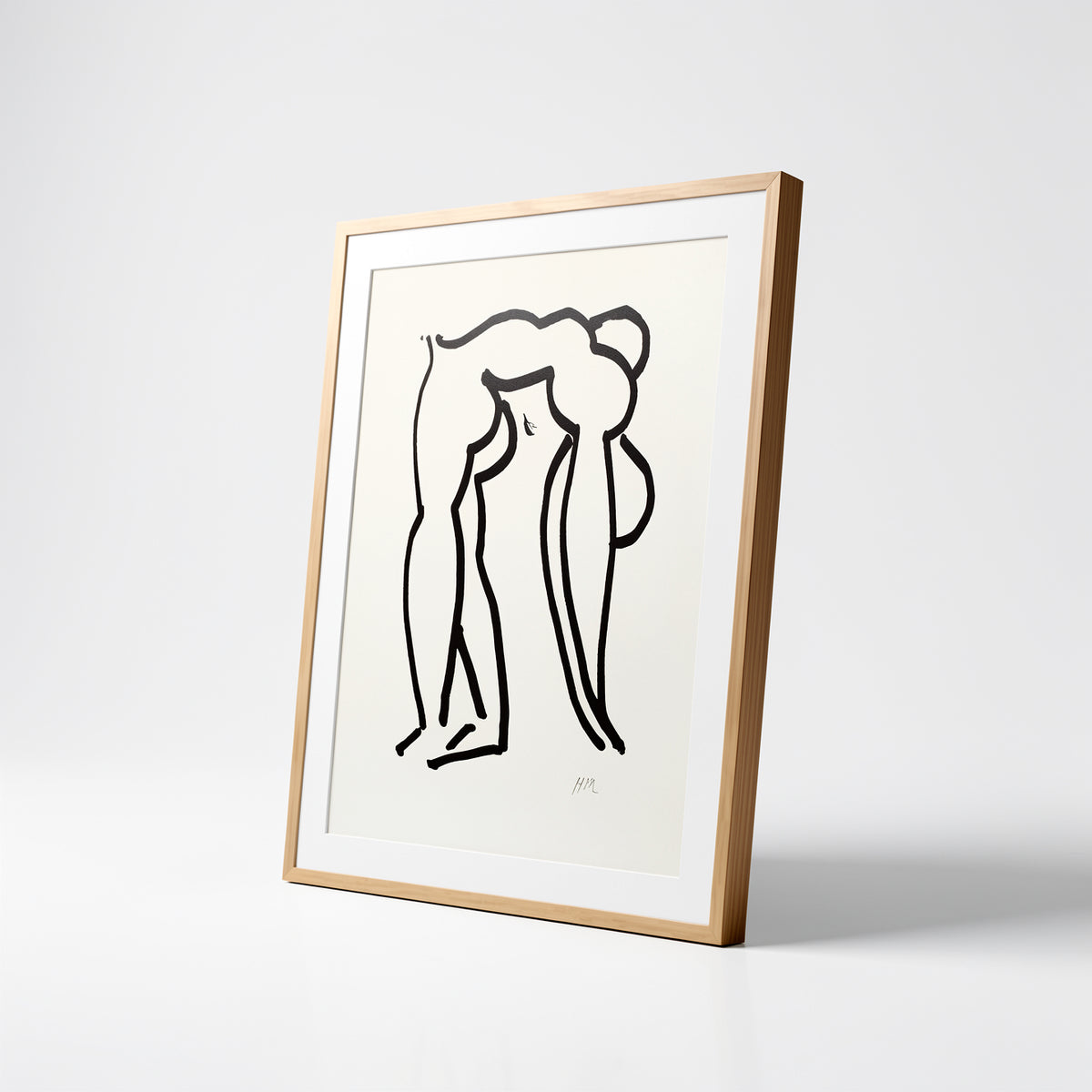 Henri Matisse L'Acrobate (The Acrobat), 2007, natural oak frame shown at an angle on a white background.