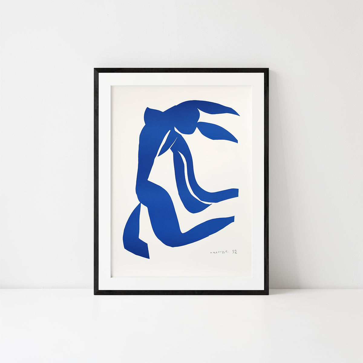 Henri Matisse La Chevelure (The Flowing Hair), 2007, Museum Black framed fine art print shown frontally on a minimal white wall.