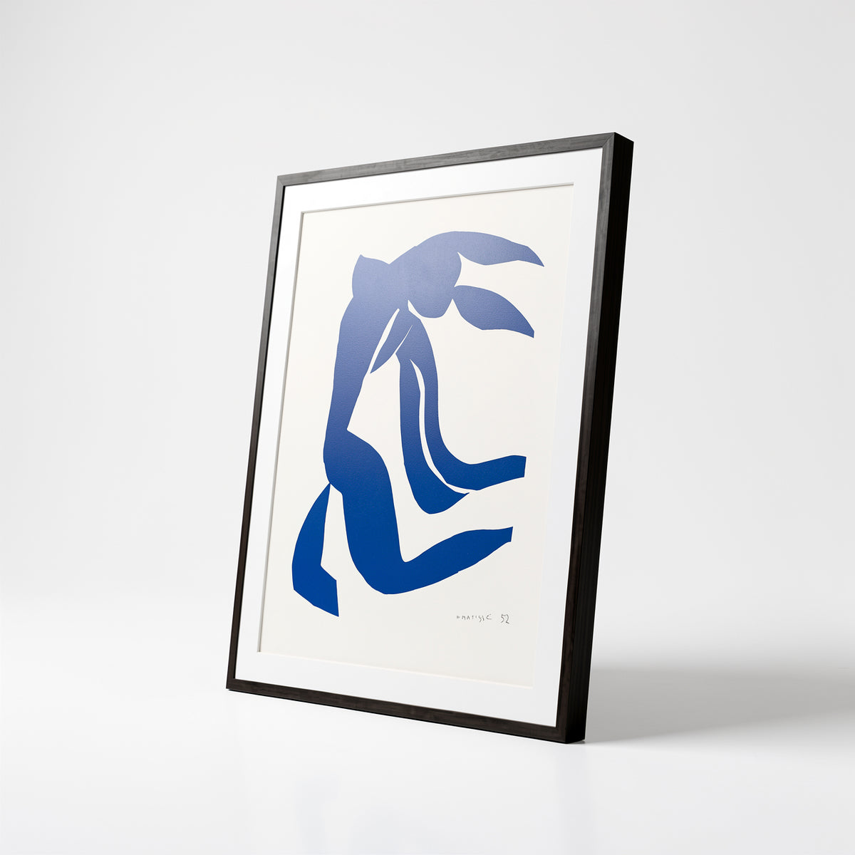 Henri Matisse La Chevelure (The Flowing Hair), 2007, Museum Black framed fine art print shown from an angled side view.