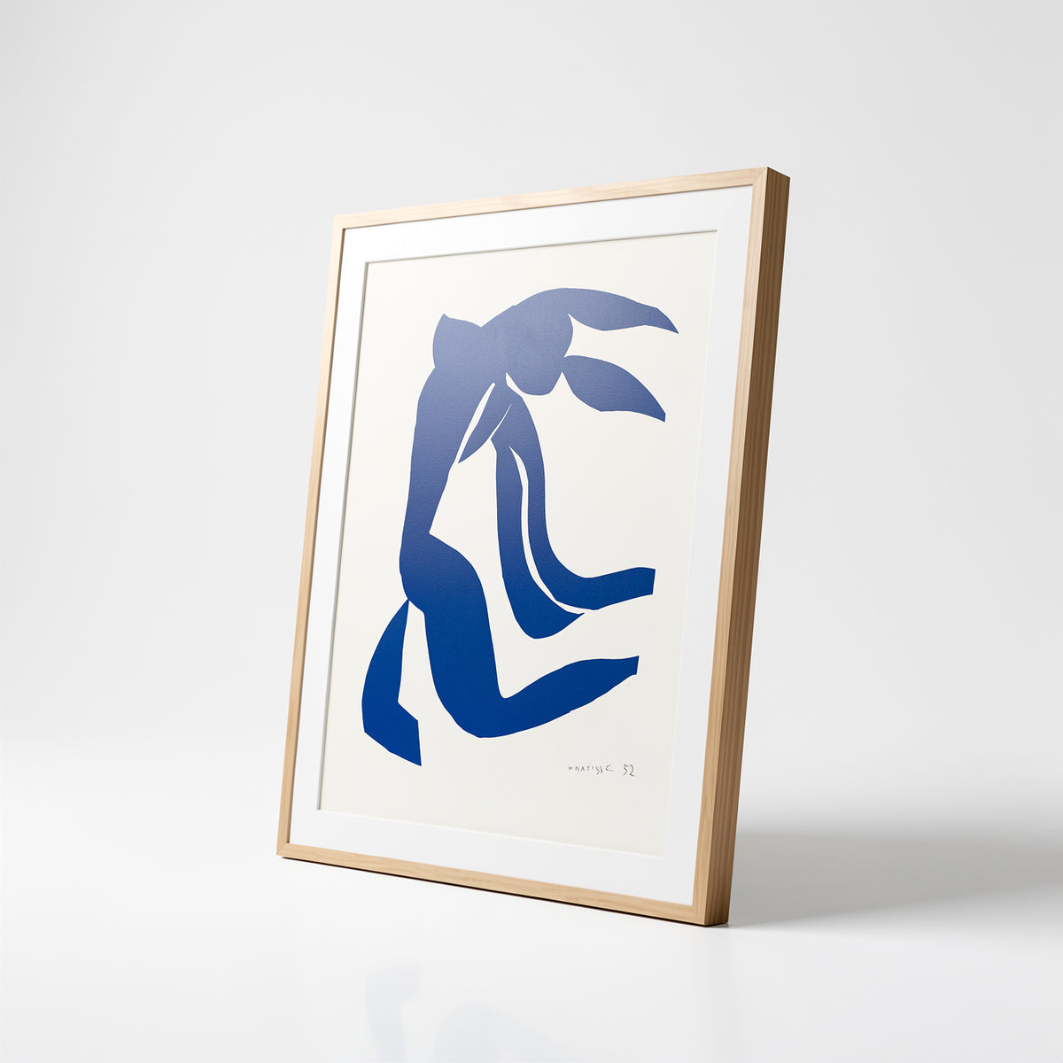 Henri Matisse La Chevelure (The Flowing Hair), 2007, shown at an angle in a natural oak frame.