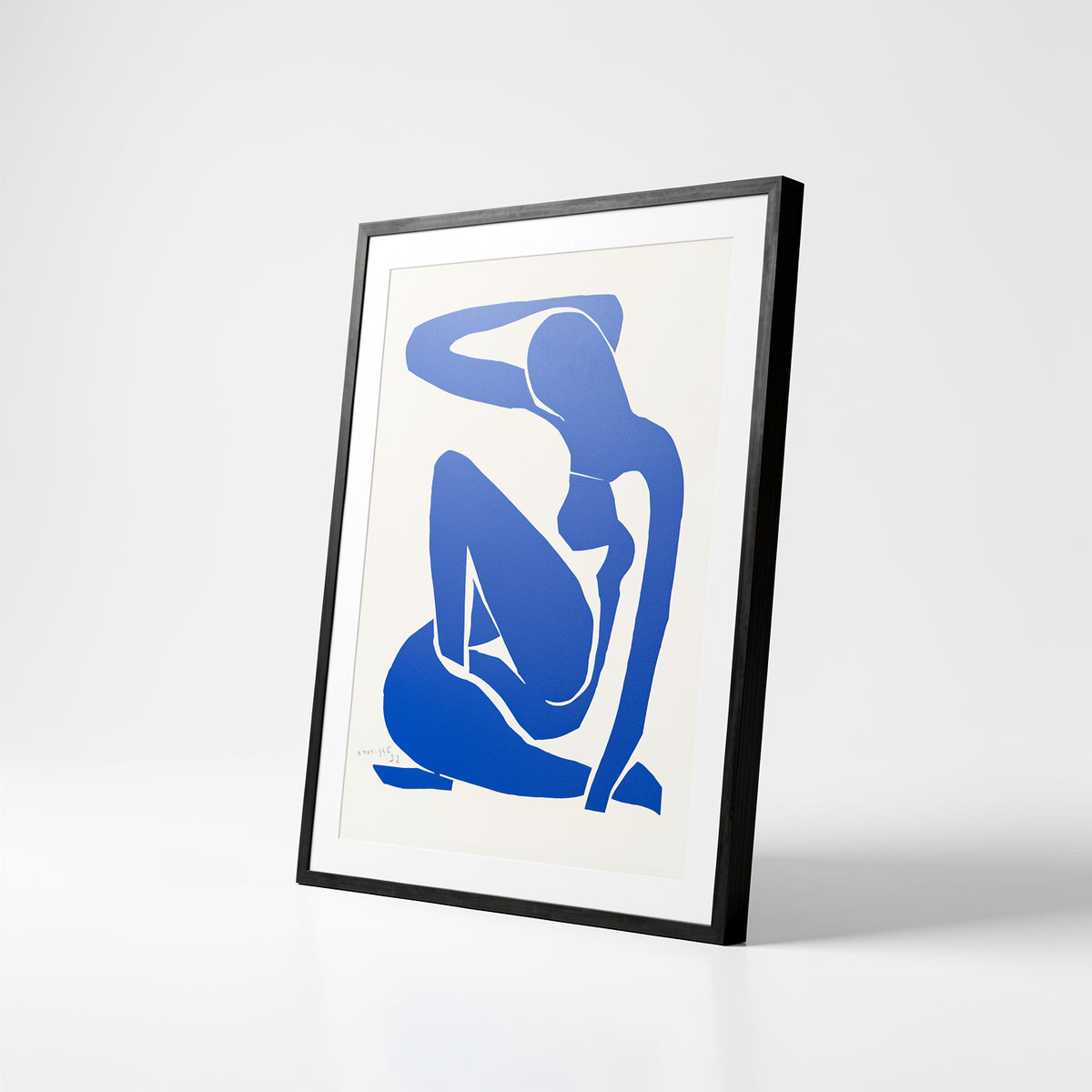 Henri Matisse Nu Bleu I (Blue Nude I), 2007, Museum Black framed presentation shown at an angle.
