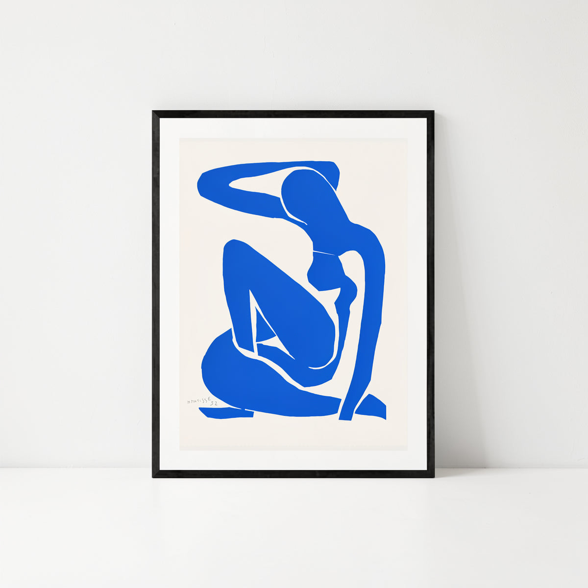 Henri Matisse Nu Bleu I (Blue Nude I), 2007, Museum Black framed presentation shown frontally.