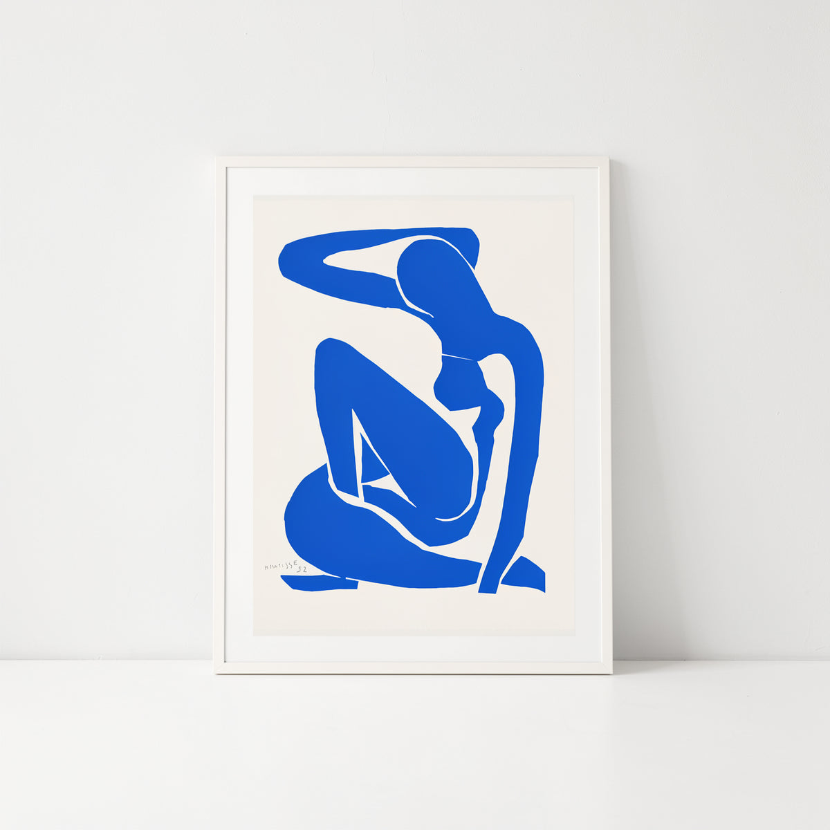 Henri Matisse Nu Bleu I (Blue Nude I), 2007, Soft White framed presentation shown frontally.