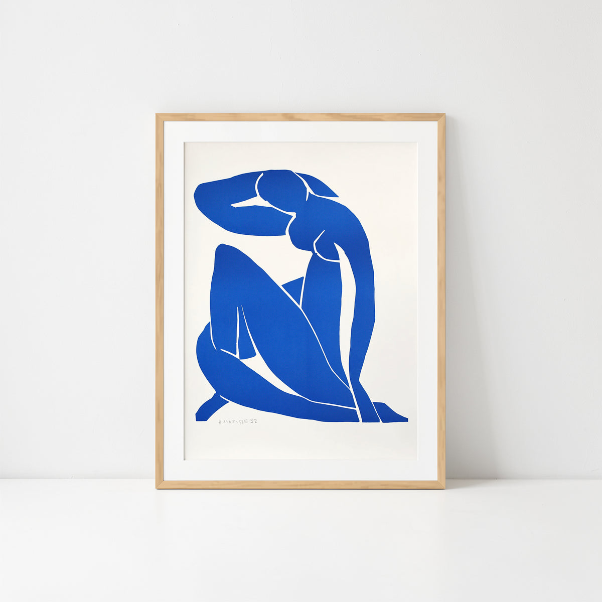 Henri Matisse Nu Bleu II (Blue Nude II), 2007, shown frontally in a natural oak frame.