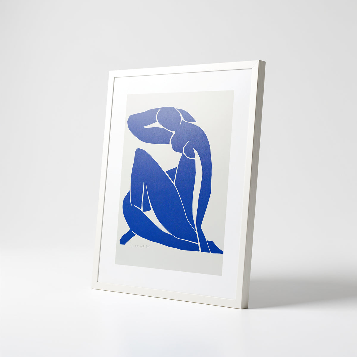 Henri Matisse Nu Bleu II (Blue Nude II), 2007, shown at an angle in a Soft White frame.