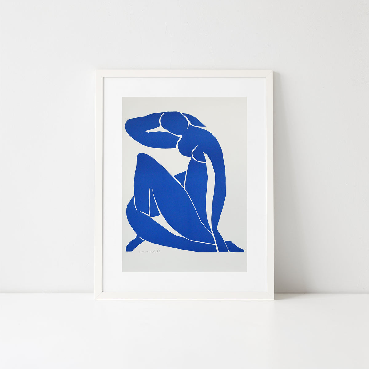 Henri Matisse Nu Bleu II (Blue Nude II), 2007, shown frontally in a Soft White frame.
