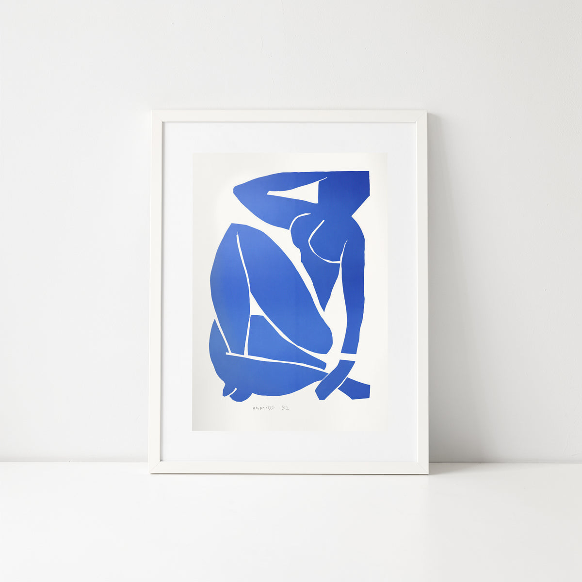 Henri Matisse Nu Bleu III (Blue Nude III), 2007, shown frontally in a Soft White frame.