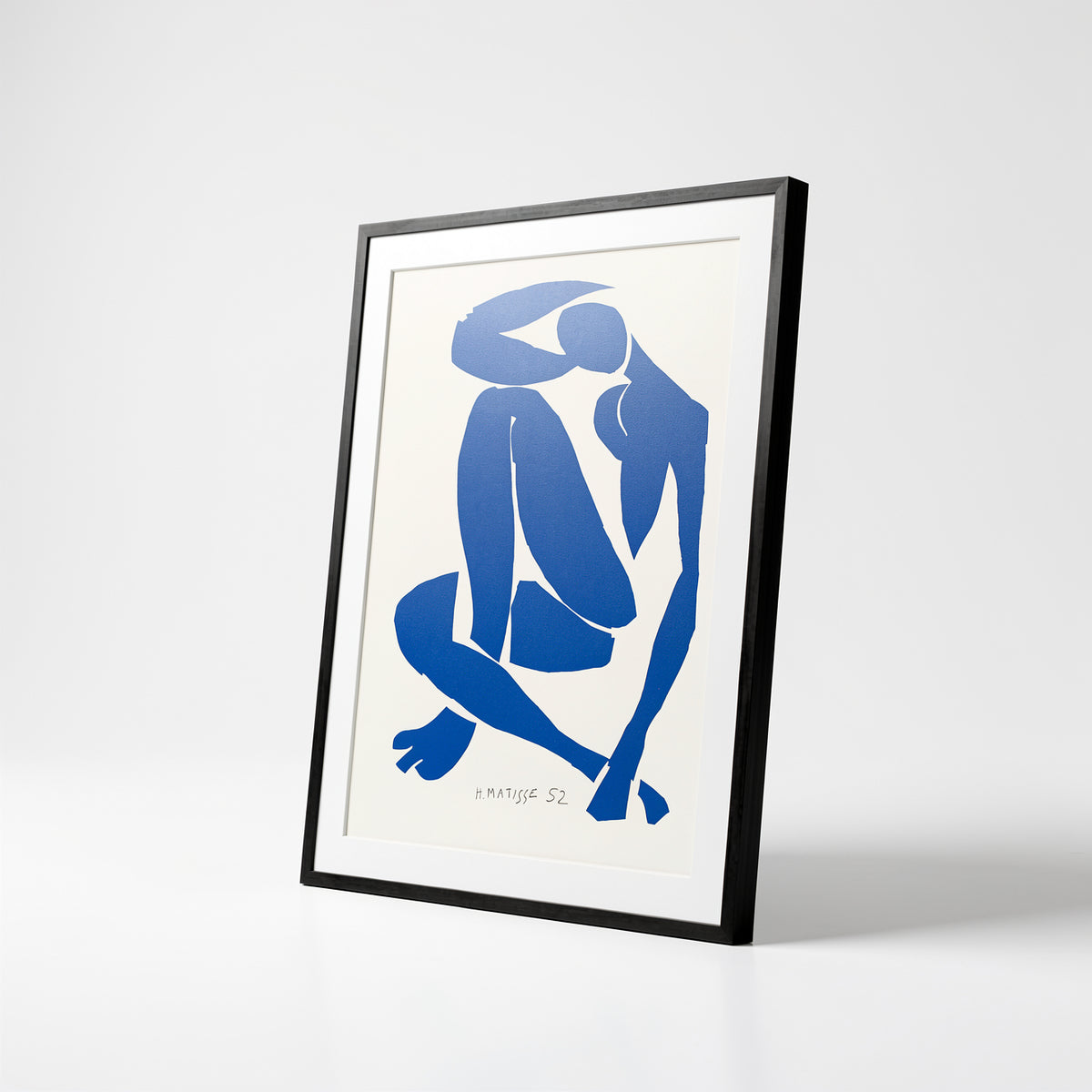 Henri Matisse Nu Bleu IV (Blue Nude IV), 2007, Museum Black framed presentation shown at an angle.