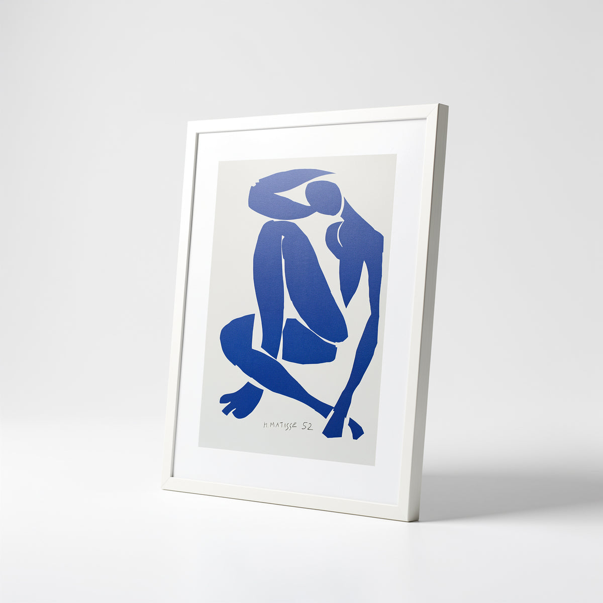 Henri Matisse Nu Bleu IV (Blue Nude IV), 2007, shown at an angle in a Soft White frame.