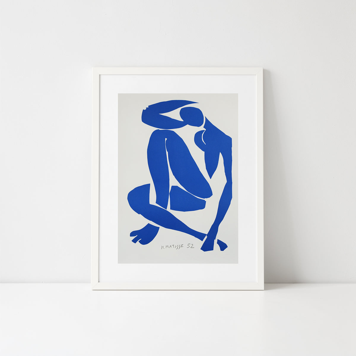 Henri Matisse Nu Bleu IV (Blue Nude IV), 2007, shown frontally in a Soft White frame.