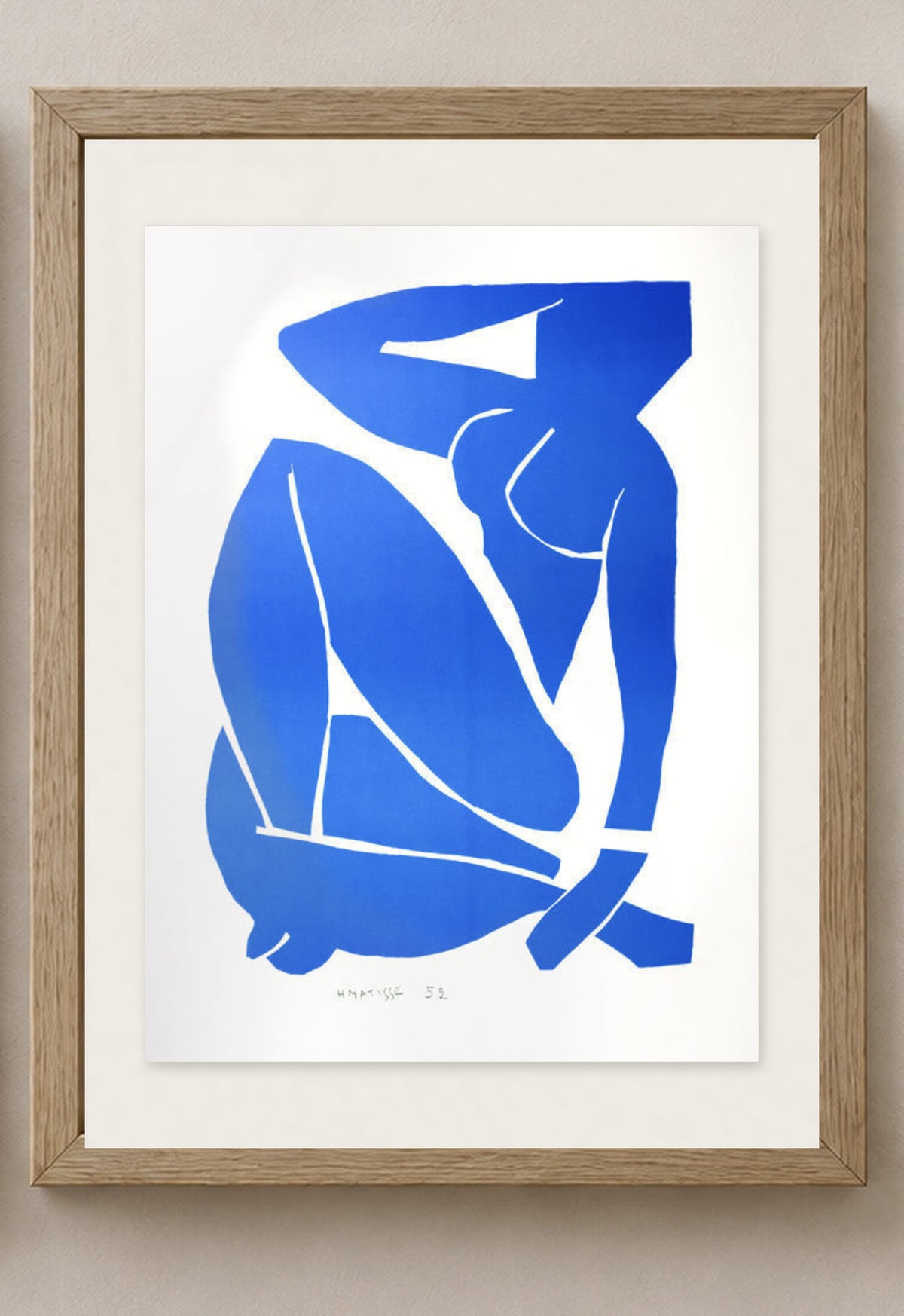 Henri Matisse Nu Bleu III (Blue Nude III), 2007, Natural Oak framed presentation.