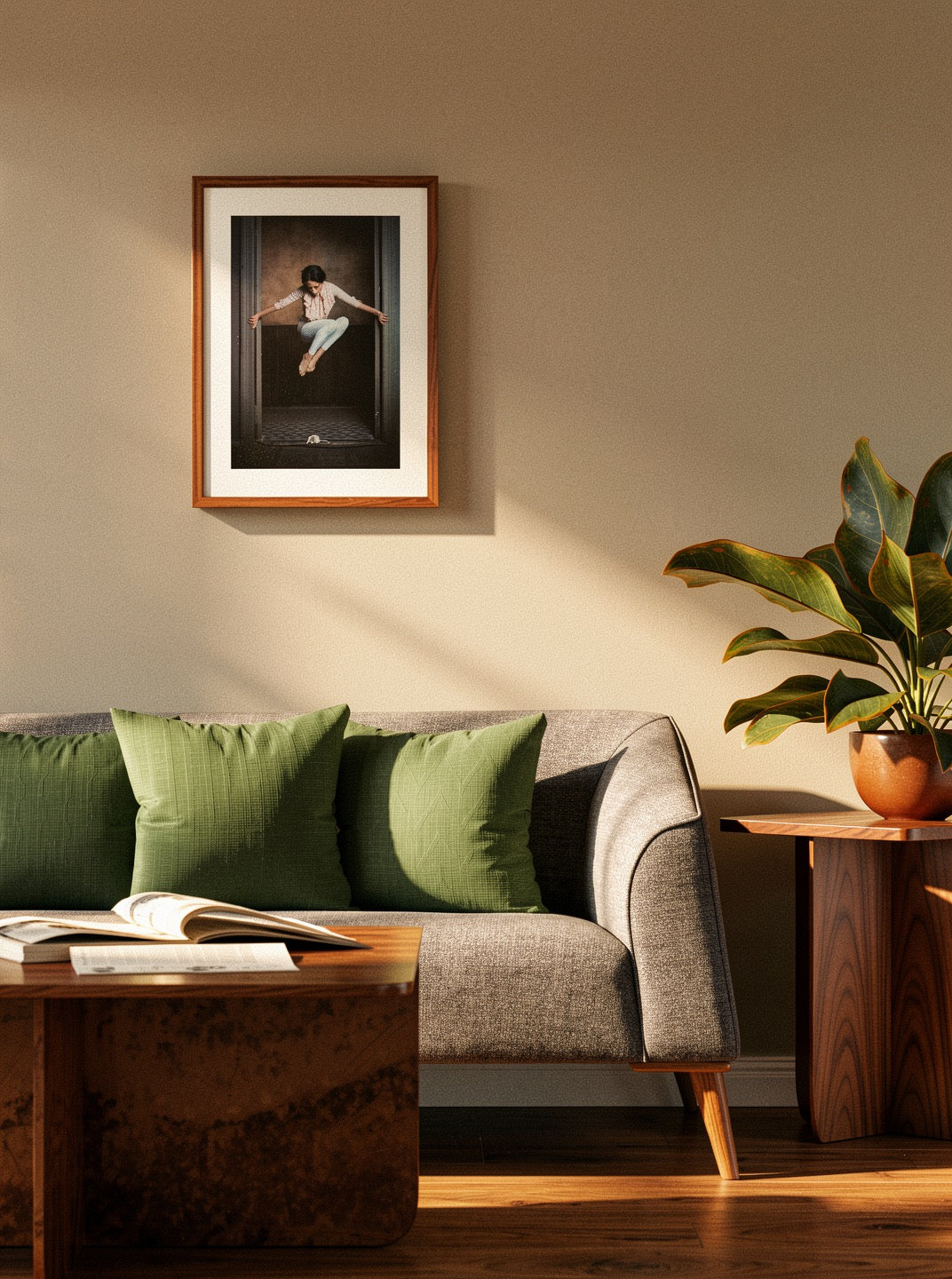 Mouse’s Waltz framed dance print in a lounge interior